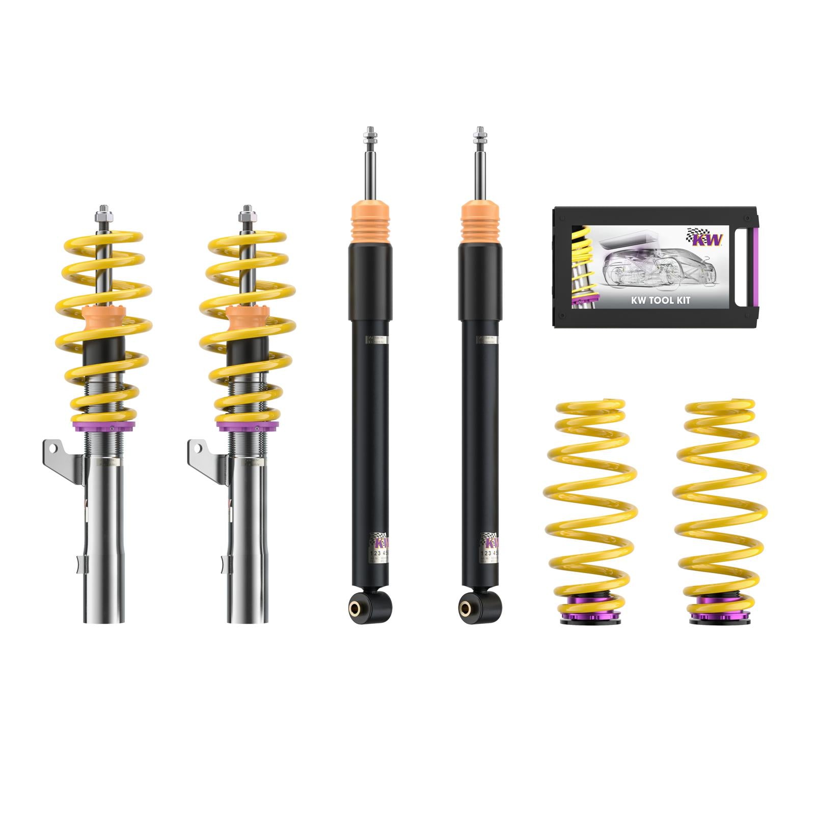 KW Coilover suspension V2 inox (incl. deactivation for electronic dampers) AUDI A3 Limousine (8VS, 8VM) 05/2013-
