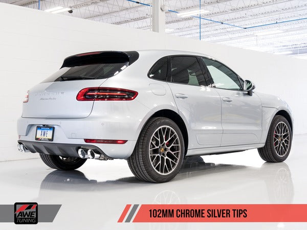 AWE Touring Edition Exhaust System for Porsche Macan S / GTS / Turbo - Chrome Silver 102mm Tips