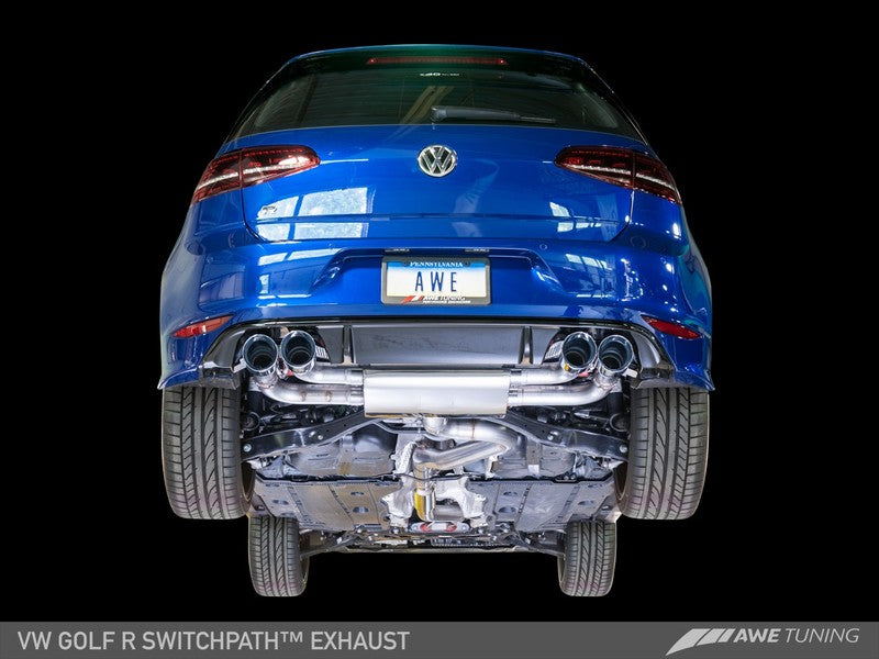 AWE SwitchPath Exhaust for Mk7 Golf R - Diamond Black Tips, 102mm