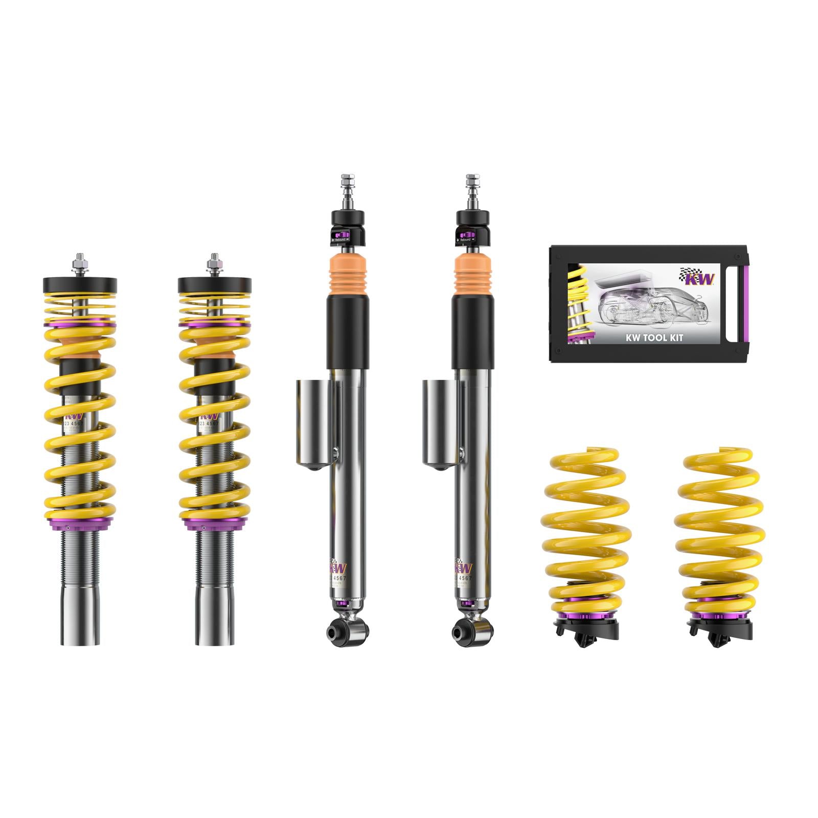 KW Coilover suspension V3 inox (incl. deactivation for electronic dampers) AUDI A4 Avant (8W5, 8WD, B9) 08/2015- (352100BV)