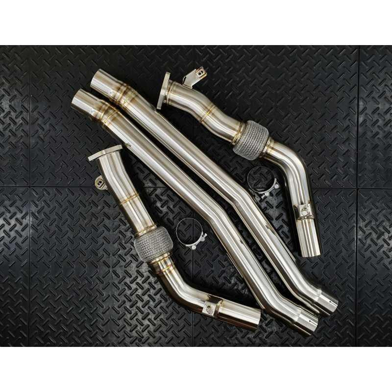 Redstar Stainless Steel (Heat Shielded) Front Resonator Delete for Audi RSQ8 / Bentley Bentayga / Lamborghini Urus / Porsche Cayenne