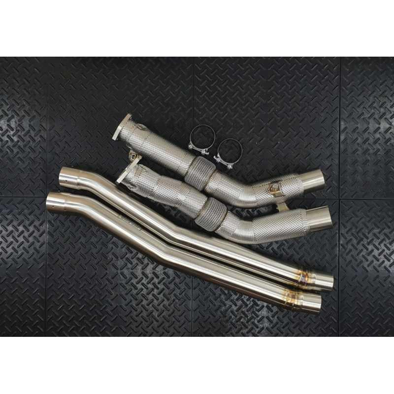 Redstar Stainless Steel (Heat Shielded) Front Resonator Delete for Audi RSQ8 / Bentley Bentayga / Lamborghini Urus / Porsche Cayenne