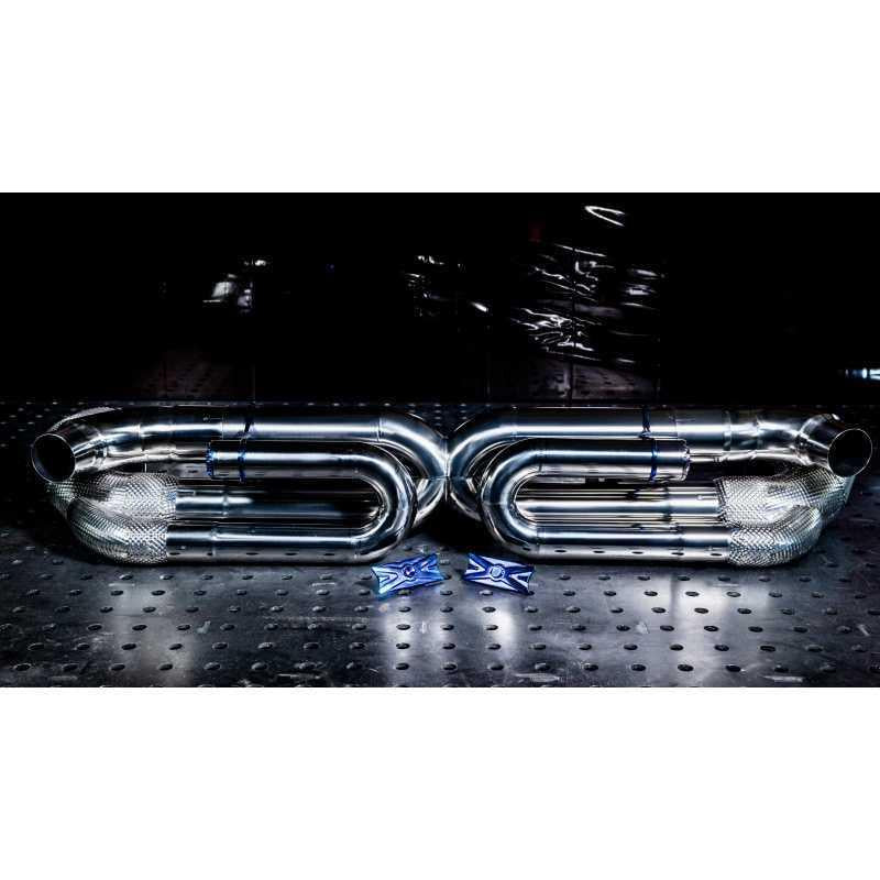 Redstar Stainless Catted / Titanium Exhaust Competition (Catless) Exhaust for Porsche 997.2 911 Turbo (Polished Tips)