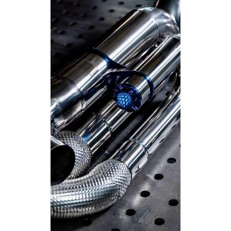 Redstar Stainless Catted / Titanium Exhaust Competition (Catless) Exhaust for Porsche 997.2 911 Turbo (Polished Tips)