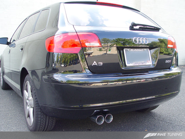 AWE Resonated Performance Exhaust for Audi A3 FWD, Chrome Tips