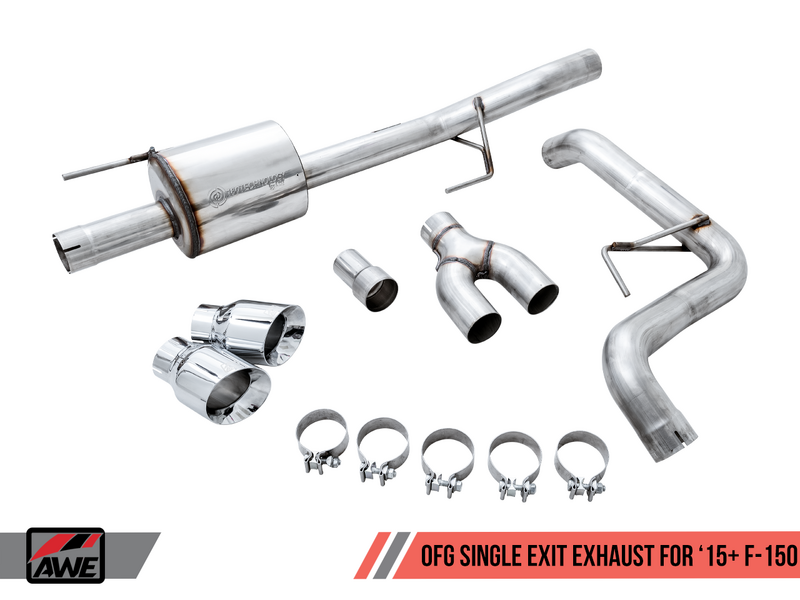 AWE 2015+ Ford F-150 0FG Single Exit Performance Exhaust System w/4.5in