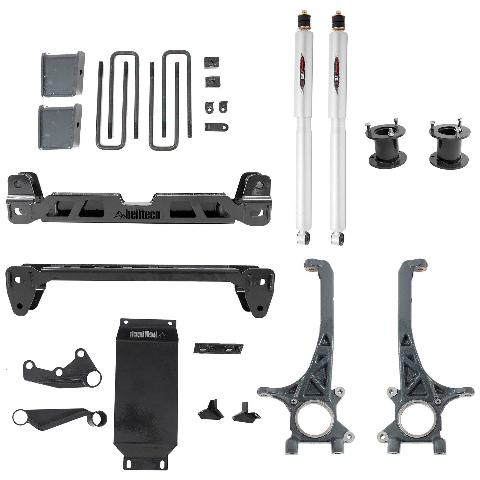 BELLTECH 154301BK4 4 INCH LIFT KIT | FRONT SPACERS AND REAR TRAIL PERFORMANCE SHOCKS