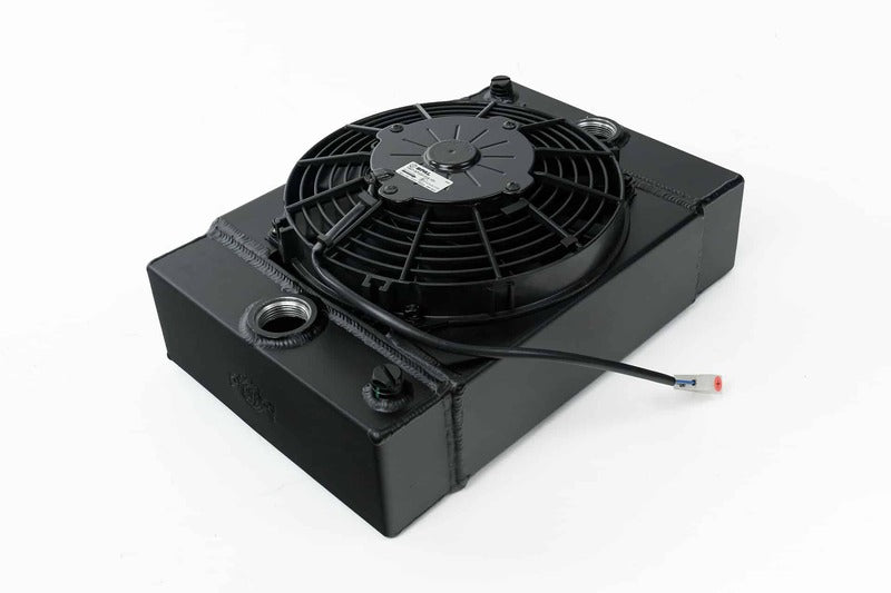 CSF Universal Drag Race / Tuck Radiator -10.5H" x 10L" x 3.6W" (5.65" w/fan) - Includes 9-inch SPAL fan - Includes inlet/outlet kit (1.25 or -16) + in