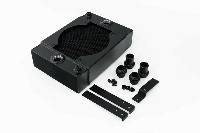 CSF Universal Drag Race / Tuck Radiator -10.5H" x 10L" x 3.6W" (5.65" w/fan) - Includes 9-inch SPAL fan - Includes inlet/outlet kit (1.25 or -16) + in