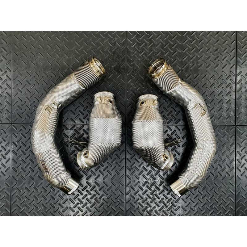 Redstar HJS HD 200cpsi 121mm (Heat Shielded) Downpipes for BMW M8 F91 / F92 / F93 (2018-11/2020)