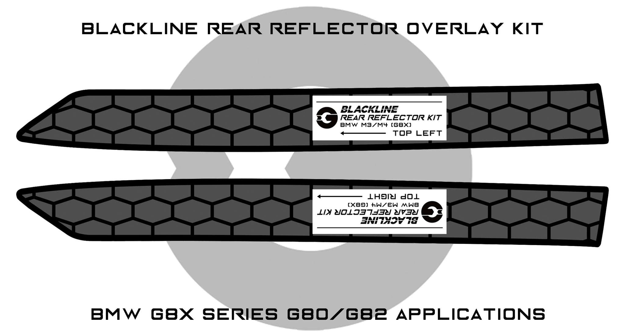 Goldenwrench Supply BMW M3 / M4 Competition 2021+ (G80/G82) BLACKLINE Rear Reflector Overlay Kit