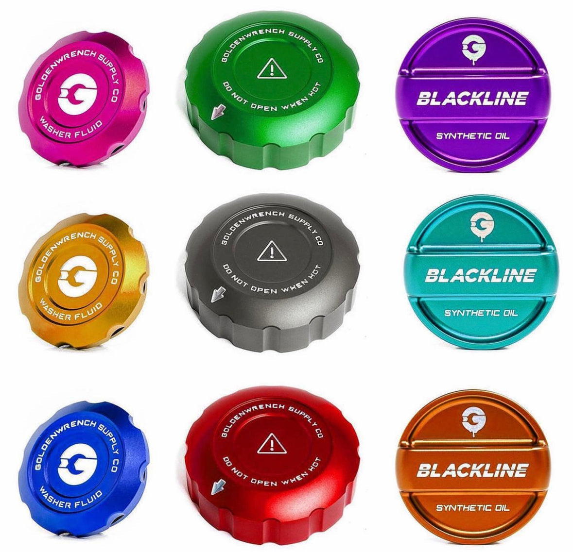 Goldenwrench Supply BLACKLINE Performance Individual Billet Cap Set