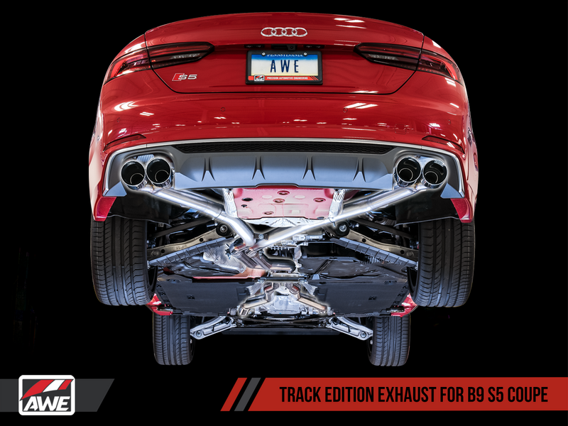 AWE SwitchPath Exhaust for Audi B9 S5 Coupe - Non-Resonated - Chrome Silver 102mm Tips