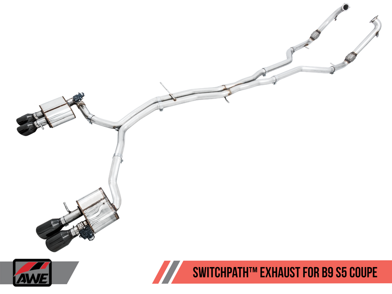 AWE Touring Edition Exhaust for Audi B9 S5 Coupe - Chrome Silver 102mm Tips