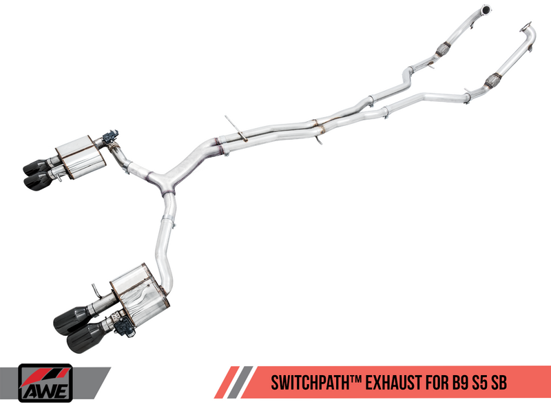 AWE SwitchPath Exhaust For Audi B9 S5 Sportback - Non-Resonated - Chrome Silver 90mm Tips