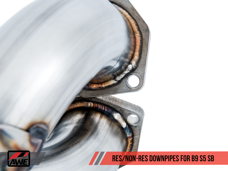 AWE Touring Edition Exhaust For B9 S5 Sportback - Resonated For Performance Catalyst - Chrome Silver 90mm Tips