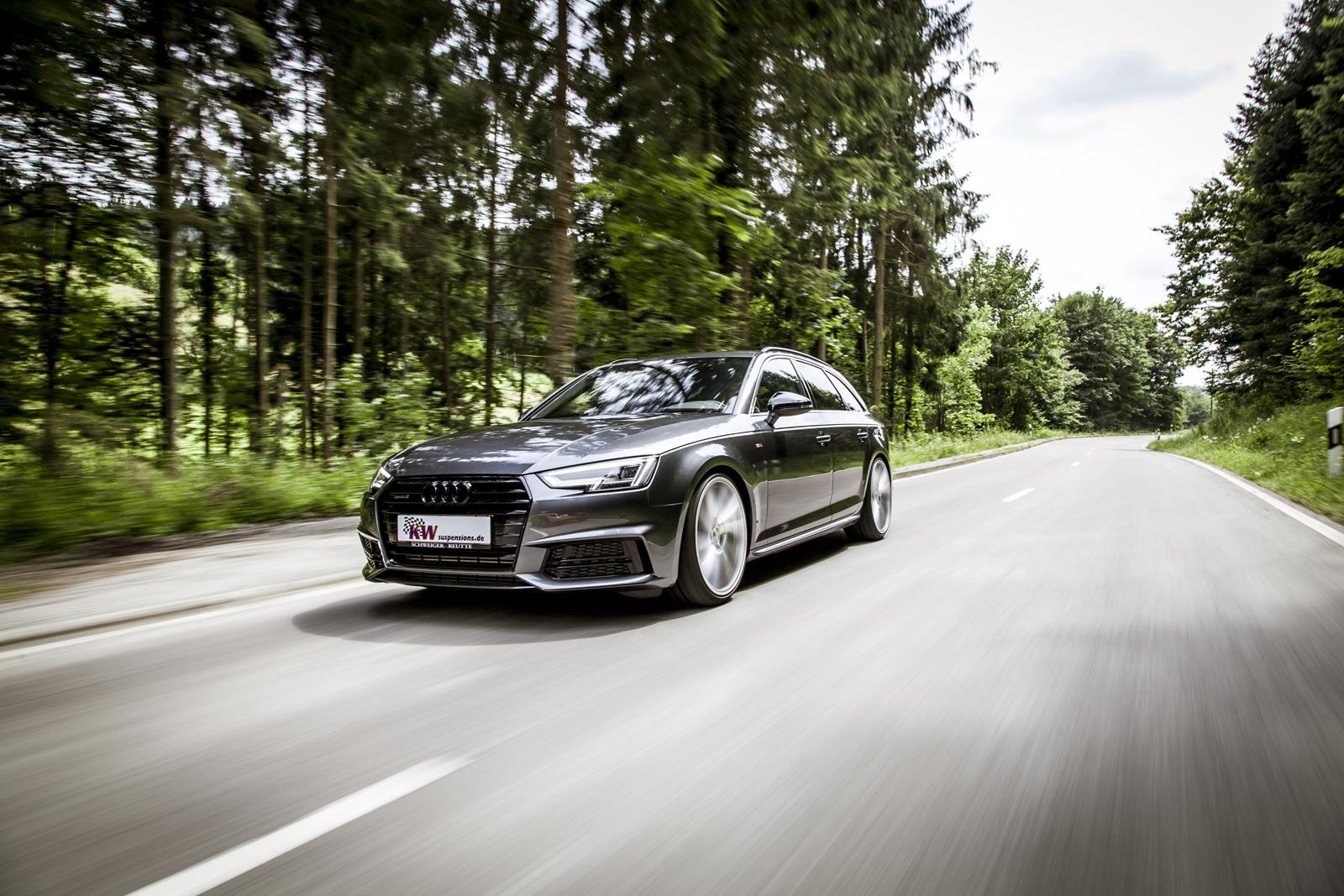 KW Coilover suspension V1 inox (incl. deactivation for electronic dampers) AUDI A4 (8W2, 8WC, B9) 05/2015- (102100AQ)