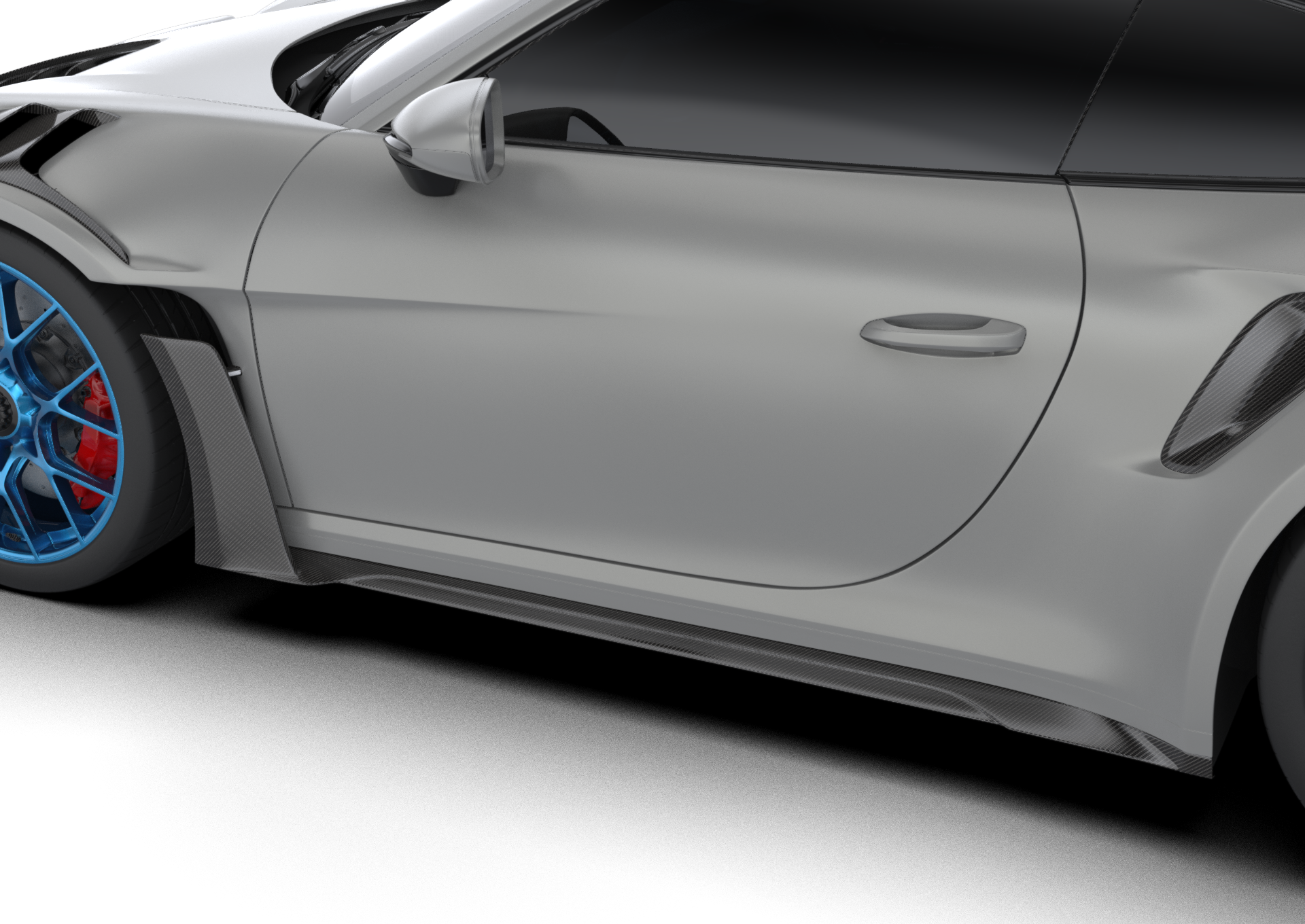 PORSCHE 992 GT3RS CARBON FIBER SIDE SKIRTS WITH UPRIGHTS