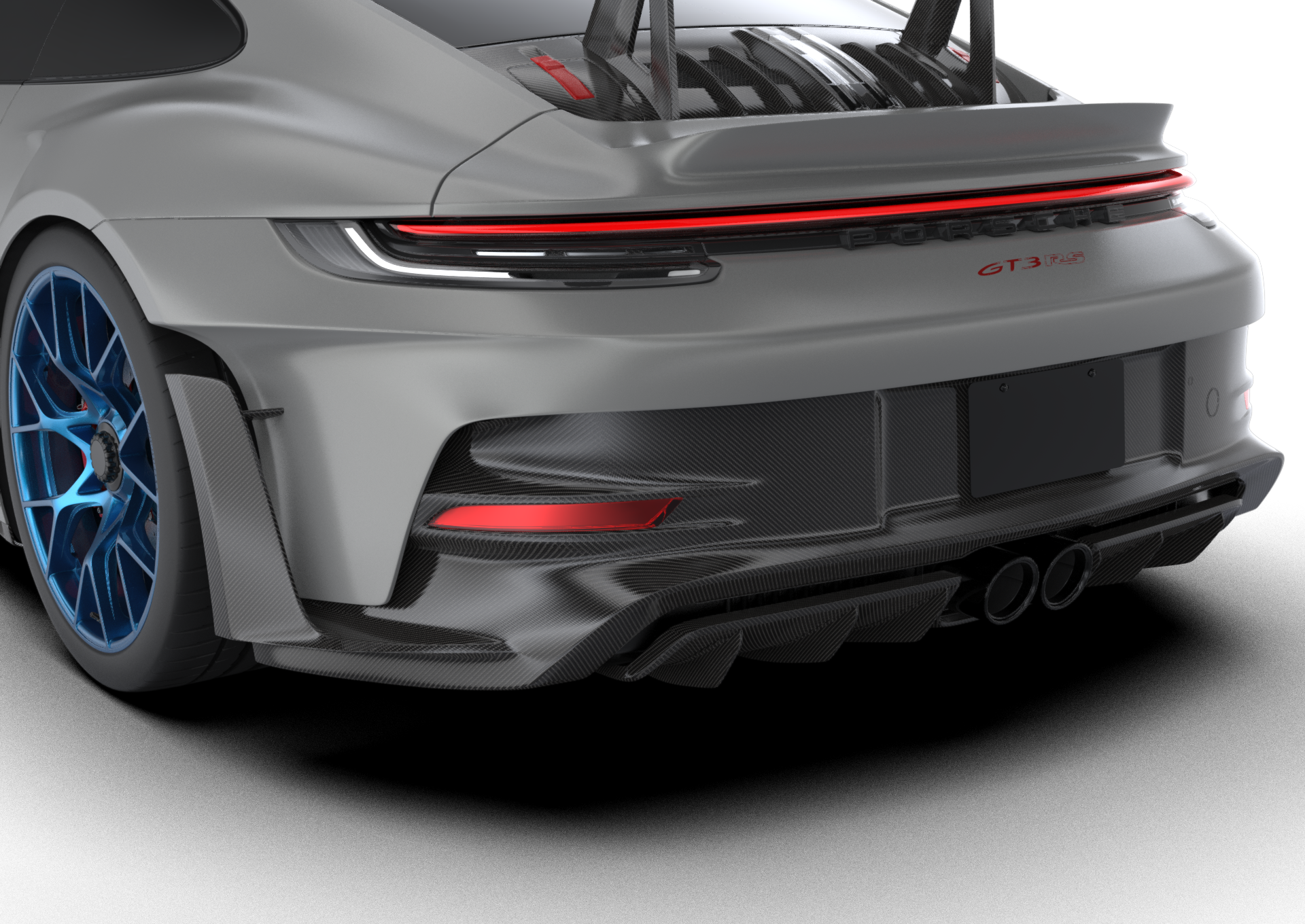1016 industries PORSCHE 992 GT3RS CARBON FIBER DIFFUSER WITH UPRIGHTS