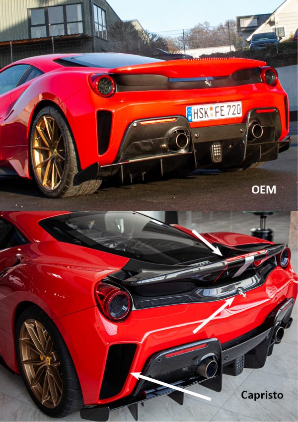 Capristo Carbon Fibre Rear Spoiler To Suit Ferrari 488 Pista (Fits Only Coupe) - 03FE08710048LG