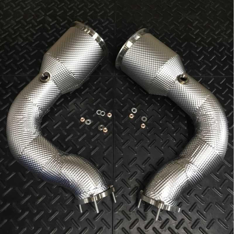 Redstar HJS HD 200CPSI 143mm Heat Shielded Downpipes - Porsche Cayenne S