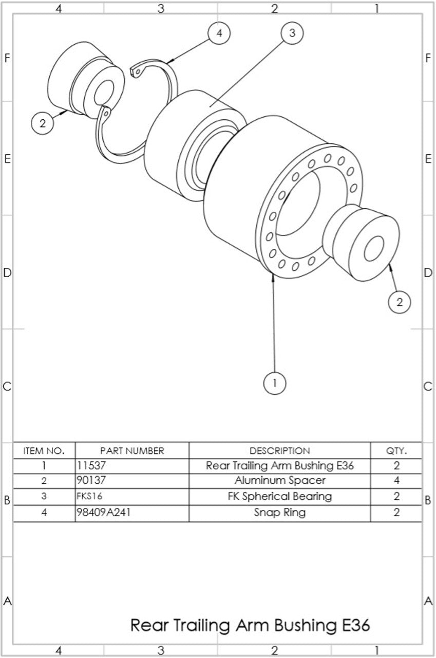 SPL BMW E36 Rear Spherical Trailing Arm Bushing (RTAB)