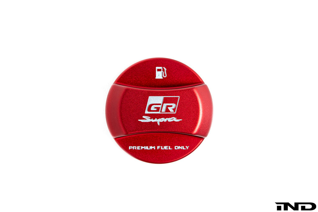 Goldenwrench Blackline Performance A90 Supra Edition RED Billet Fuel Cap Cover - V2