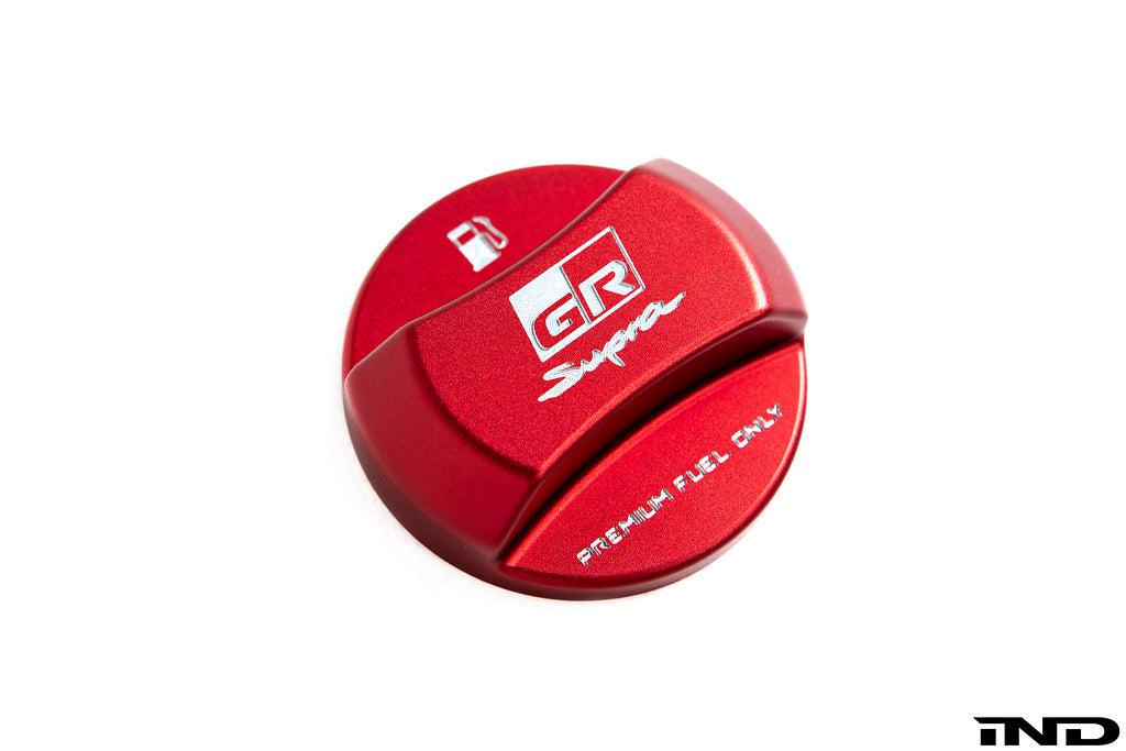 Goldenwrench Blackline Performance A90 Supra Edition RED Billet Fuel Cap Cover - V2