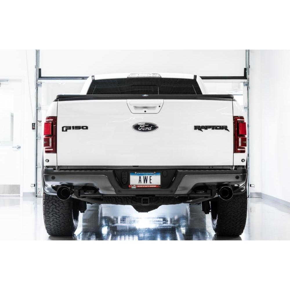 AWE 0FG Exhaust for Gen 2 Ford Raptor (Resonated Performance Cat-back) - Diamond Black 5" Tips