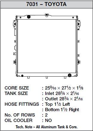 CSF 07-19 Toyota Tundra(5.7L) 07-09 Toyota Tundra(4.7L) 10-19 Toyota Tundra(4.6L) 08-19 Toyota Sequoia(5.7L) 08-09 Toyota Sequoia(4.7L) 10-12 Toyota S