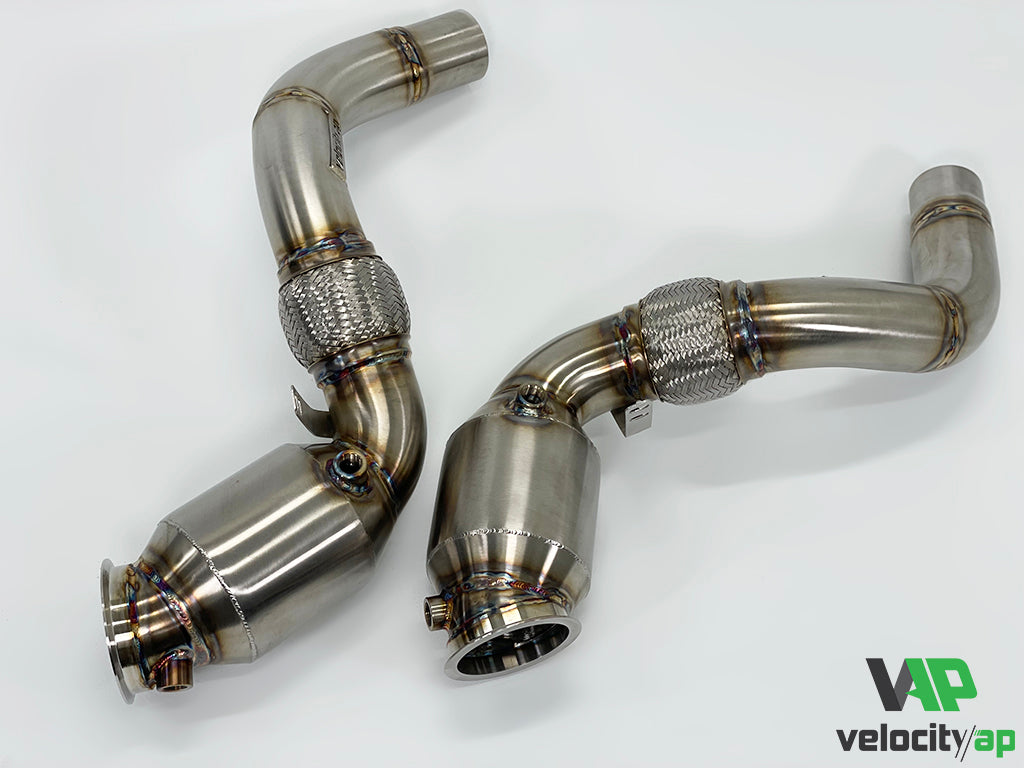 Velocity AP BMW M5 F10 & M6 F12 F13 300 Cell Euro 6 Sport Cat Downpipes