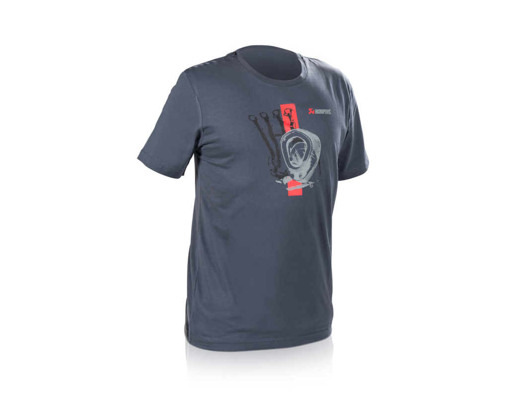 Akrapovic Mens T-Shirt - Red Strip - Blue/Grey - S