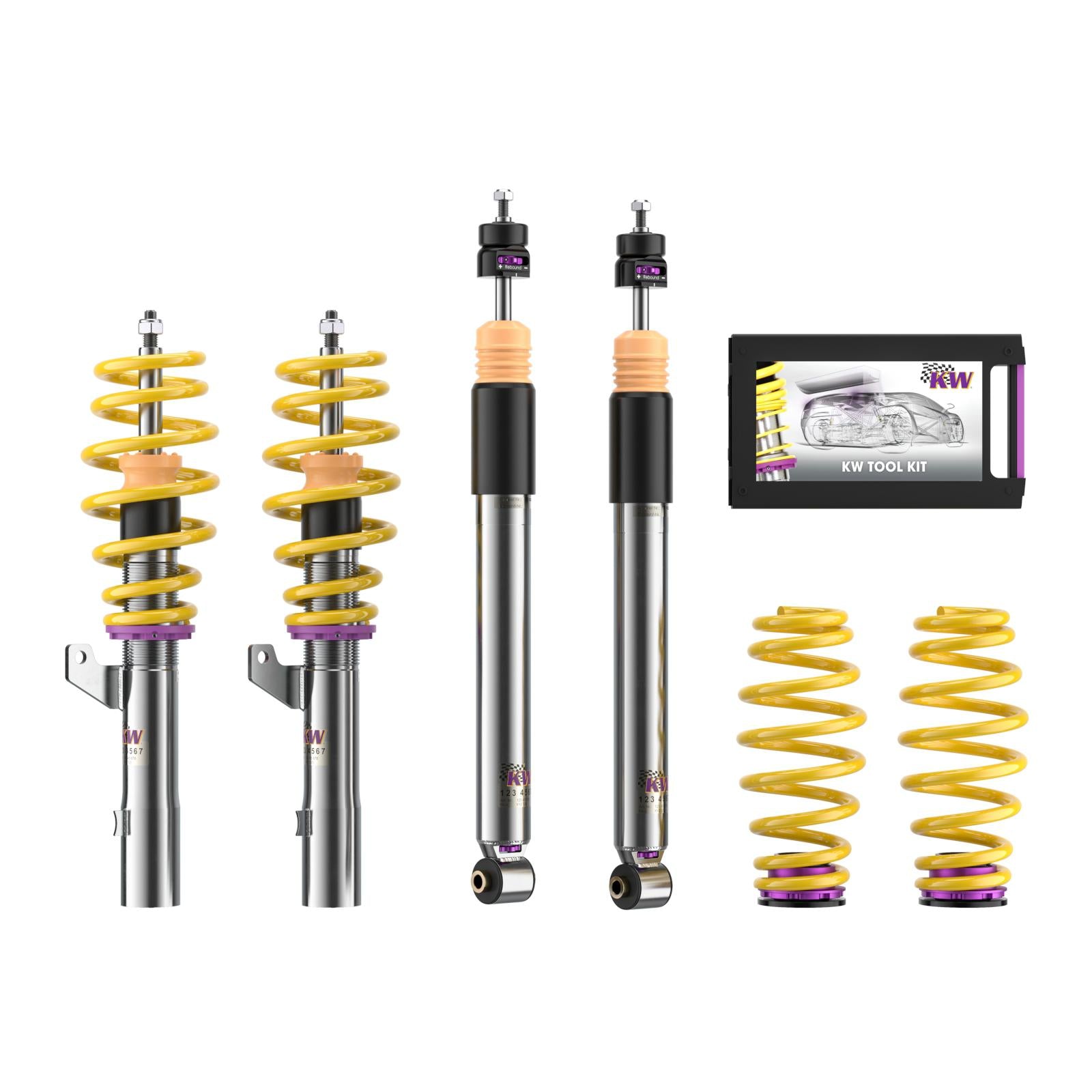 KW Coilover suspension V3 inox (incl. deactivation for electronic dampers) VW GOLF VII (5G1, BQ1, BE1, BE2) 08/2012- (352800CC)
