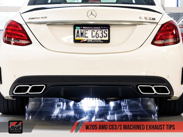 AWE Machined Exhaust Tips For Mercedes-Benz AMG C63 - Diamond Black