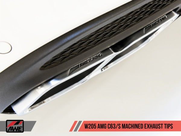 AWE Machined Exhaust Tips For Mercedes-Benz AMG C63 - Diamond Black