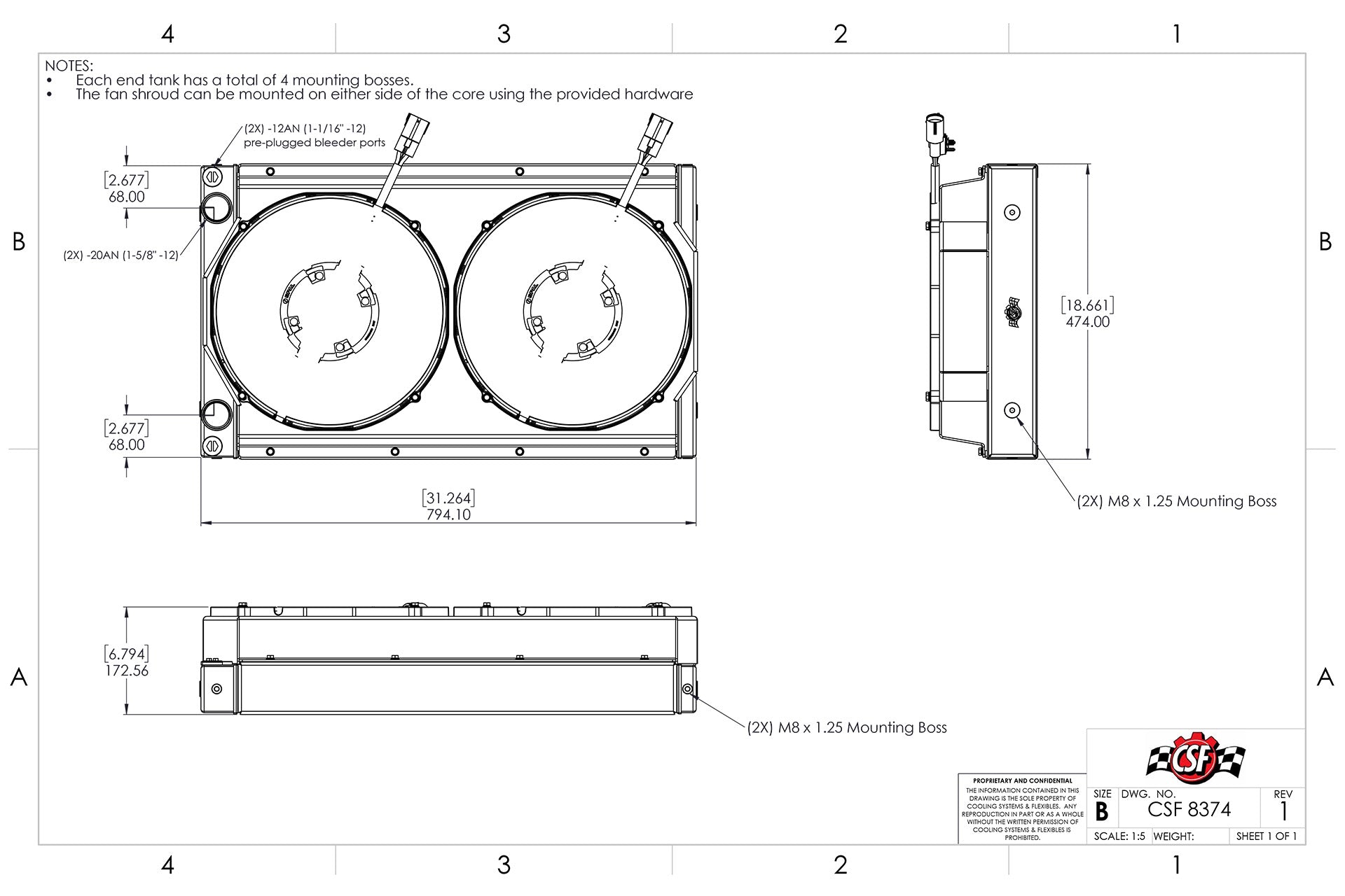 CSF Motorsport Dual-Pass Radiator with Shroud + 14" SPAL brushless fans & harnesses