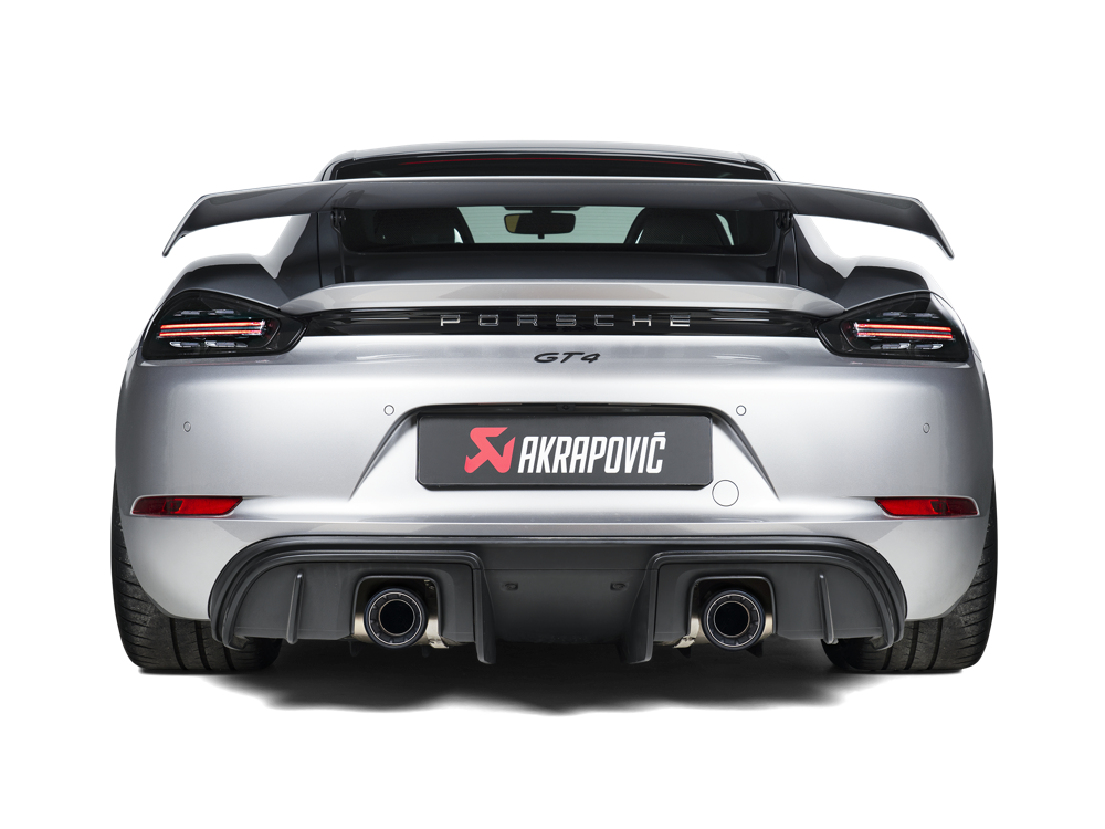 Akrapovic Titanium Tail Pipe Set in Black for Porsche 718 Cayman GT4 / Spyder