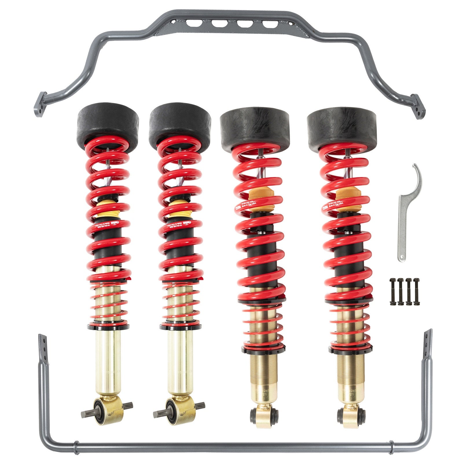 BELLTECH 150222HK 2.5 INCH LEVELING KIT W/ HEIGHT ADJUSTABLE COILOVERS & SWAYBAR SET