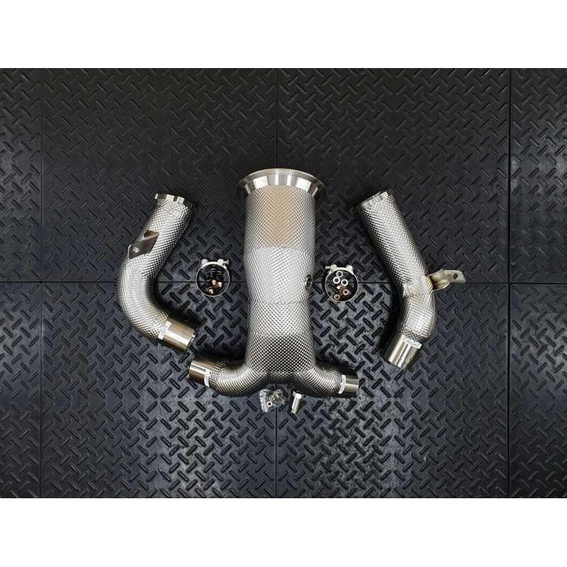 Redstar Competition (Catless) (Heat Shielded) Downpipes for Audi C8 A6 A7 S6 S7