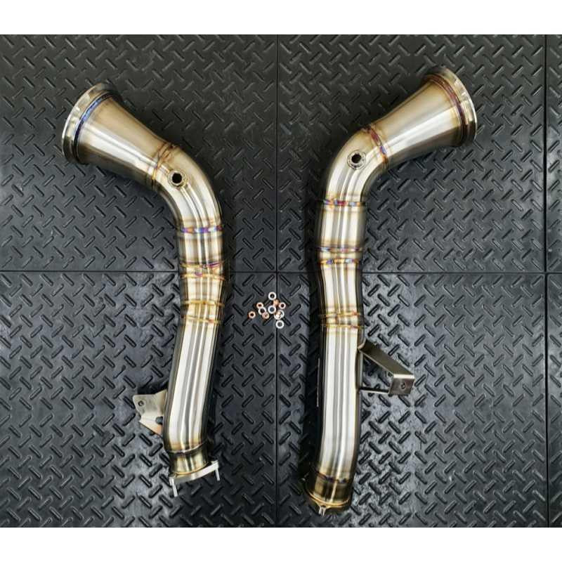 Redstar Competition (Catless) (Heat Shielded) Downpipes for Audi C8 S6 / S7 OPF