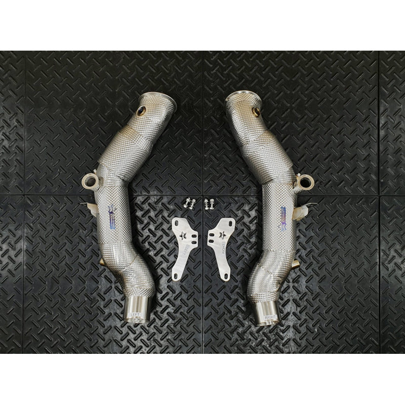 Redstar Inconel HJS HD 200cpsi 130mm Downpipes for Ferrari F8 Tributo