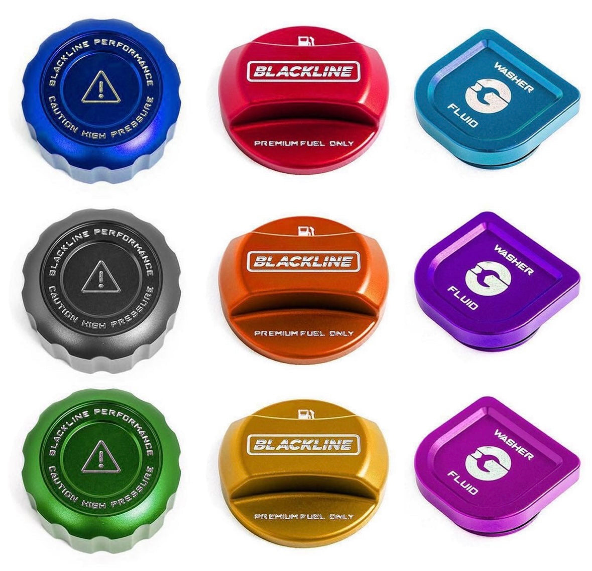 Goldenwrench Supply BLACKLINE Performance Individual Billet Cap Set