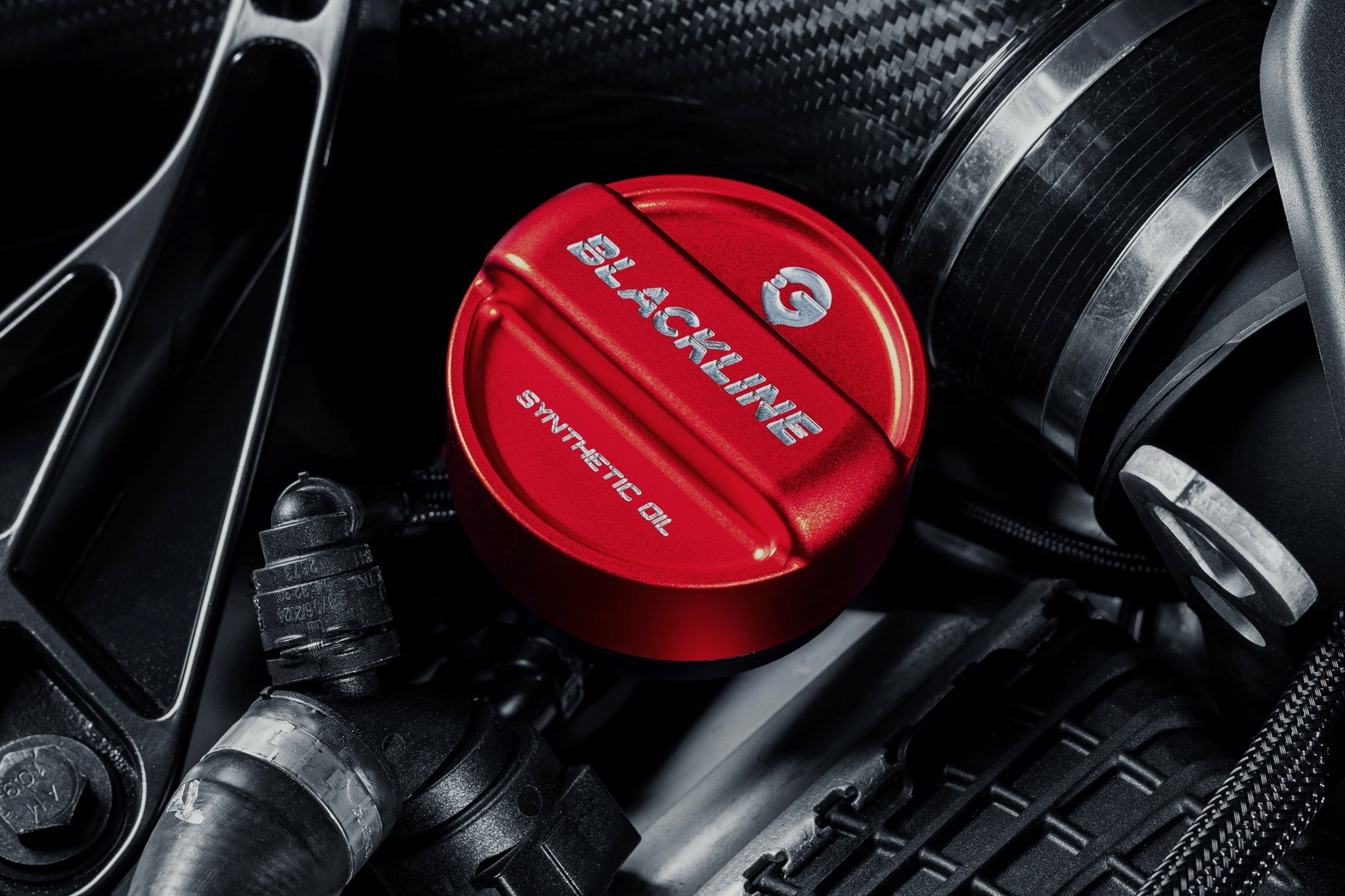 Goldenwrench Supply BMW 2017+ S63/S68 Engine BLACKLINE Performance Edition RED Engine Cap Set (Oil Cap / Coolant Caps)