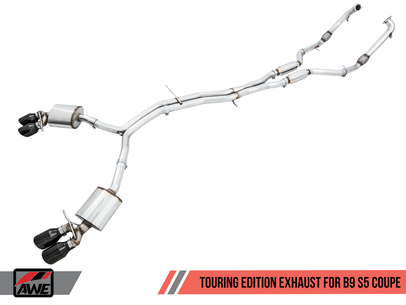 AWE Touring Edition Exhaust for Audi B9 S5 Coupe - Chrome Silver 102mm Tips