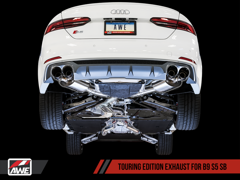 AWE SwitchPath Exhaust For Audi B9 S5 Sportback - Non-Resonated - Chrome Silver 90mm Tips