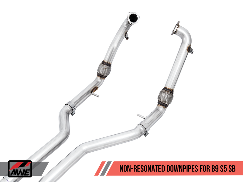 AWE Touring Edition Exhaust For B9 S5 Sportback - Resonated For Performance Catalyst - Chrome Silver 90mm Tips