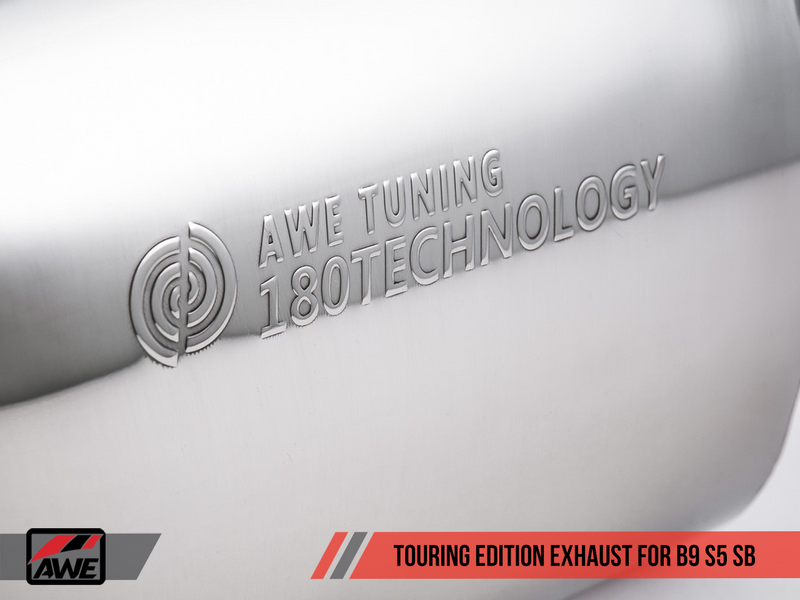 AWE Touring Edition Exhaust For B9 S5 Sportback - Resonated For Performance Catalyst - Chrome Silver 90mm Tips