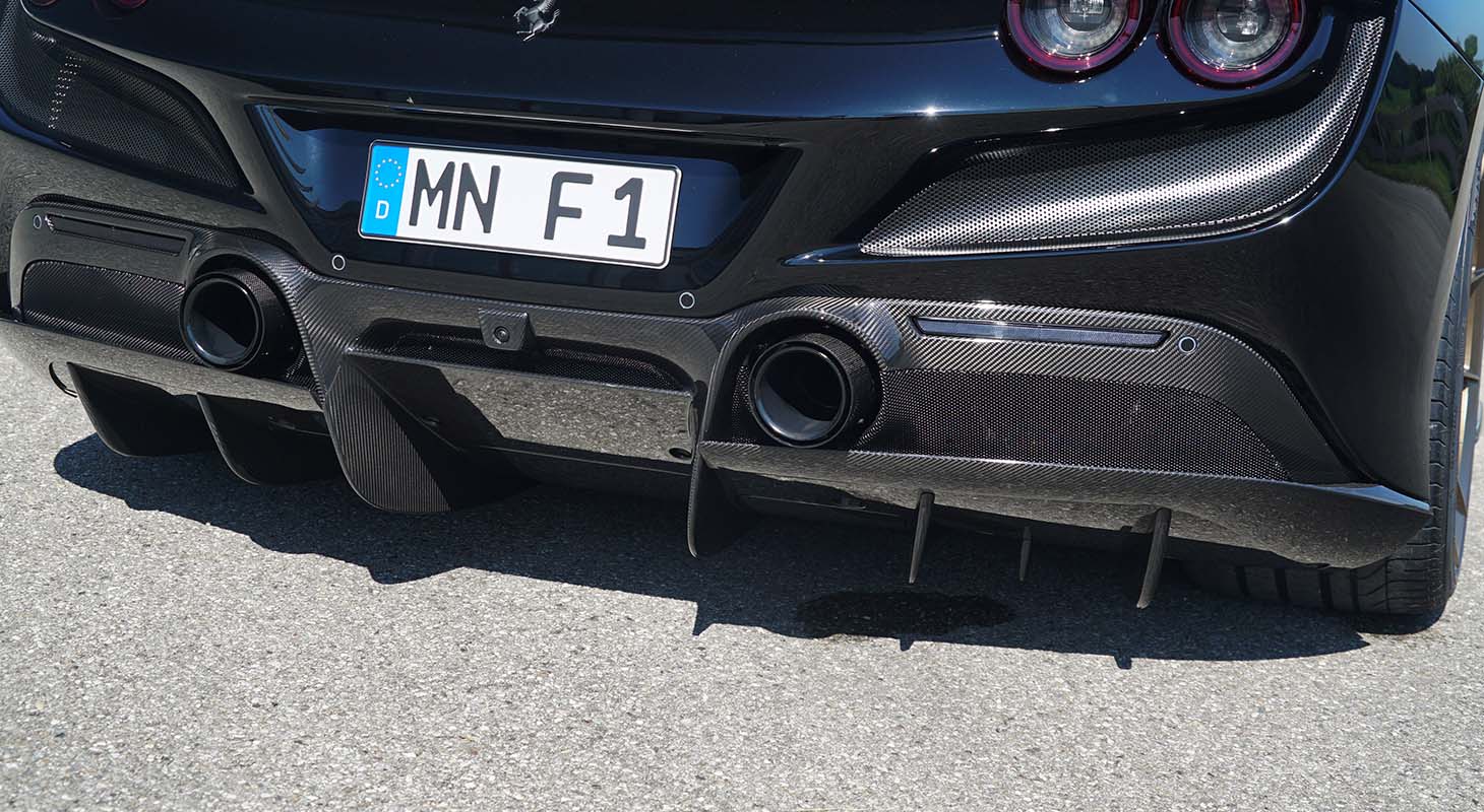 Novitec Ferrari F8 Tributo/Spider | Diffusor (for Cars with Rearview Camera) - Visible Ferrari Carbon