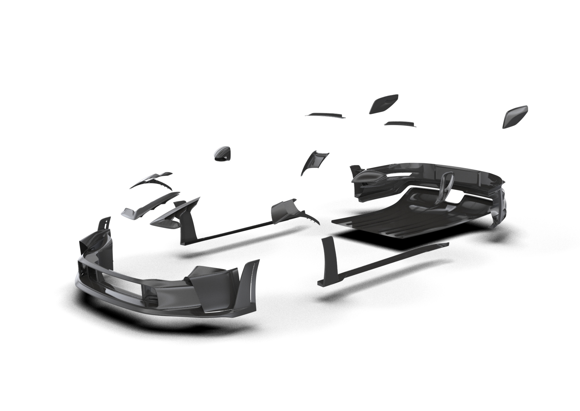 PORSCHE 992 GT3RS CARBON FIBER SIDE SKIRTS WITH UPRIGHTS