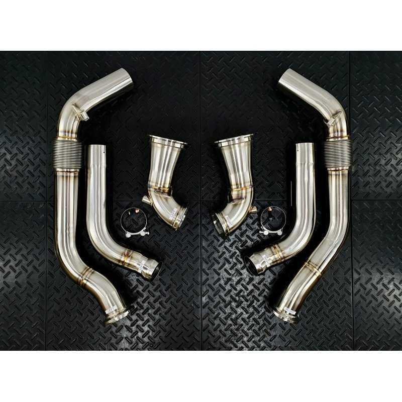 Redstar Catless Heat Shielded Downpipes - Bentley Continental GT / Porsche Panamera 971 Turbo